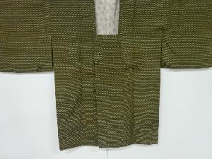 リサイクル　手織り紬抽象模様織出し道行コート